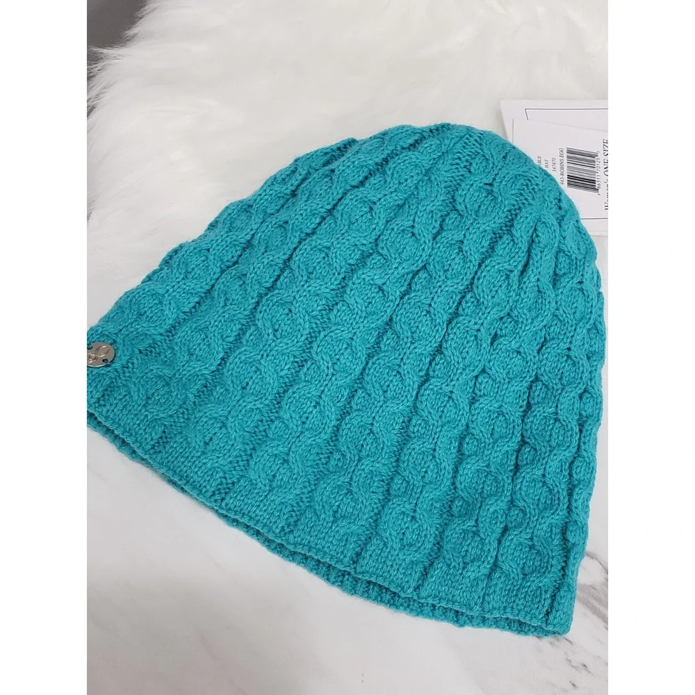 NEW Spyder Womens Cable Knit Beanie Hat Robins Egg Blue Teal